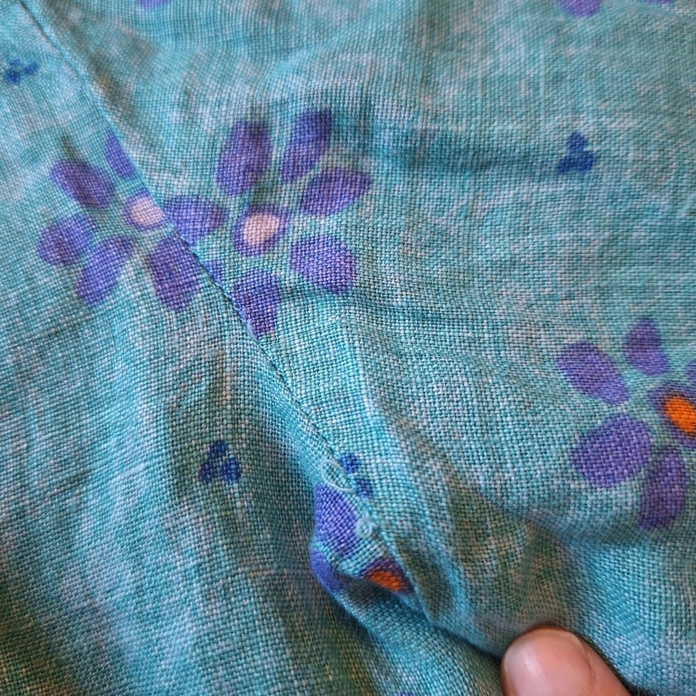 Gudrun Sjoden Long Sleeve Boho Relaxed Lounge Tunic Teal Purple Floral Medium - Picture 4 of 7